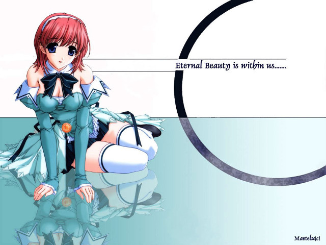 Woman blue outfit sitting anime free wallpaper - medium preview image