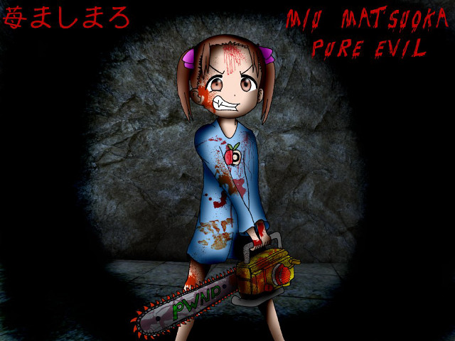 Cartoon chainsaw darkroom blood smile free wallpaper - medium preview image