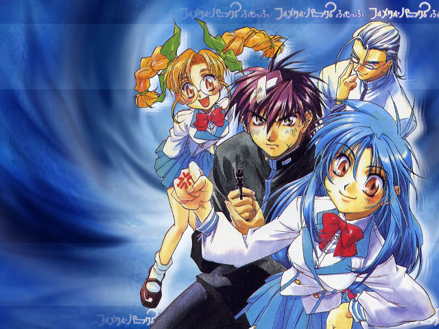 Anime group blue background braid free wallpaper - medium preview image