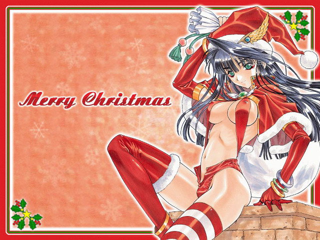 Santa woman brick wall christmas free wallpaper - medium preview image