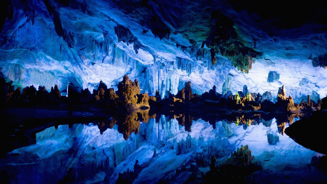 Cave lake mountain night lights #4 free wallpaper - medium preview image