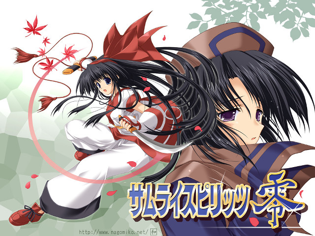 Anime couple autumn leaves cherry free wallpaper - medium preview image