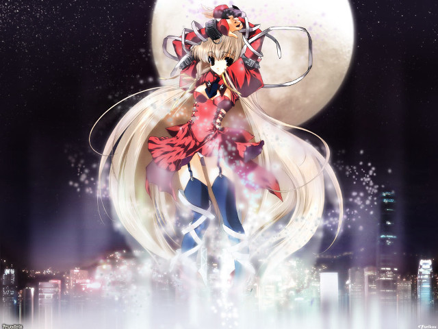 Anime girl red dress full free wallpaper - medium preview image