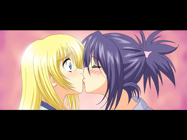 Anime kiss blonde blue eyes free wallpaper - medium preview image