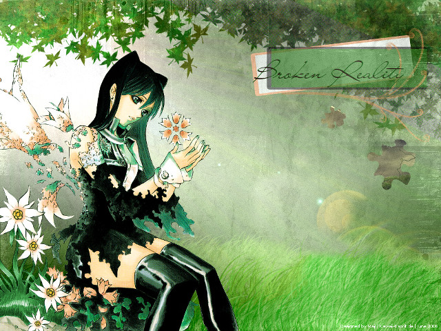 Gothic anime woman flower field free wallpaper - medium preview image