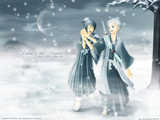 Anime snowy walk hakama kimono free wallpaper - medium preview image