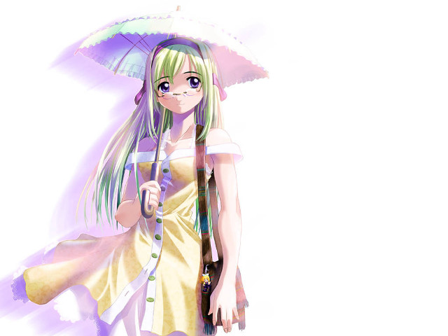 Alice girl green hair umbrella free wallpaper - medium preview image