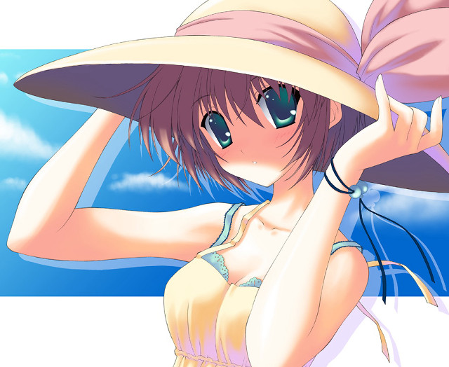 Woman bikini hat blue sky free wallpaper - medium preview image