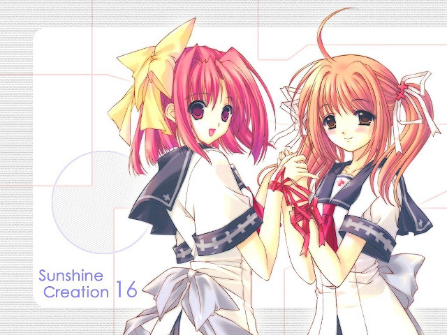 Pink haired anime girls ribbon free wallpaper - medium preview image