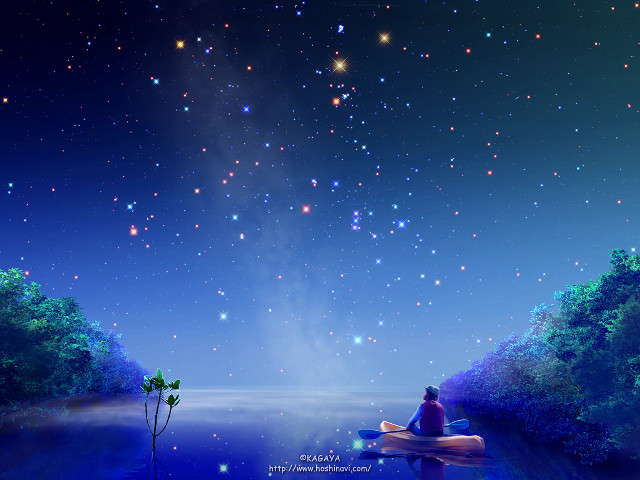 Night sky stars boat moon free wallpaper - medium preview image