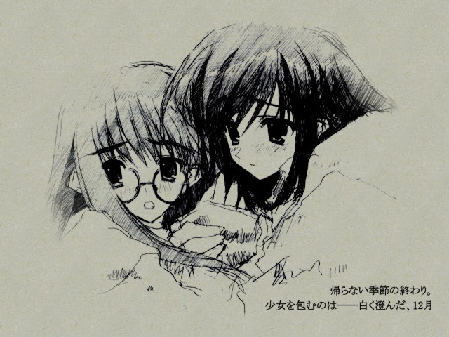 Two girls glasses ponytail manga free wallpaper - medium preview image