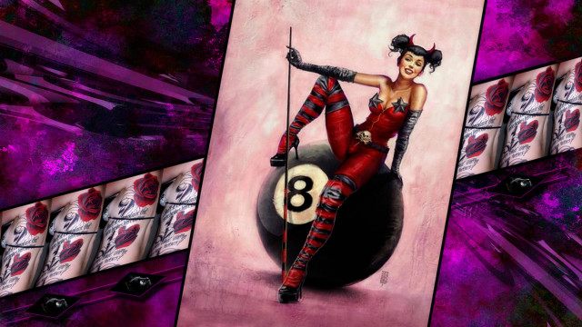 Woman red dress ball eight free wallpaper - medium preview image