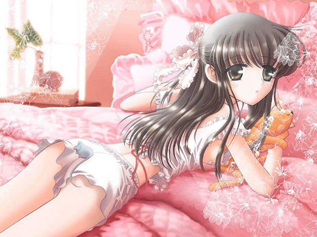 Gothic anime girl bear pink free wallpaper - medium preview image