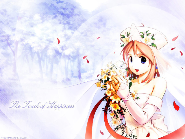 Woman white dress flower bouquet #2 free wallpaper - medium preview image