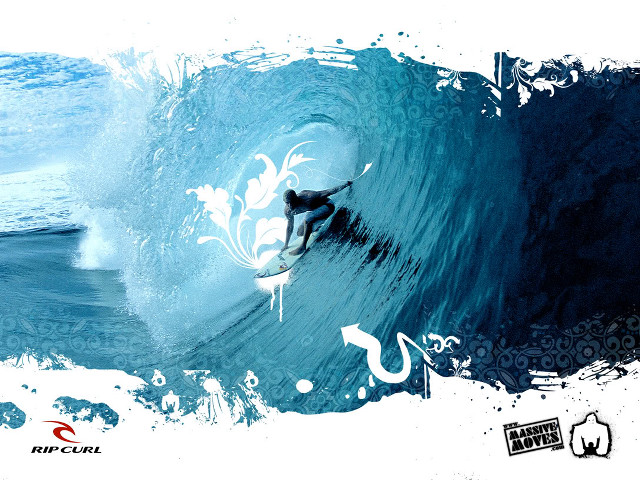 Man riding wave surfboard paint free wallpaper - medium preview image
