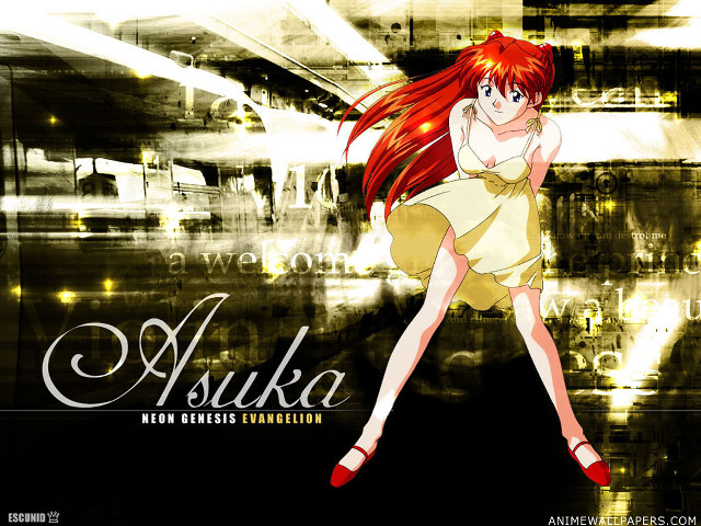 Anime girl red hair yellow free wallpaper - medium preview image