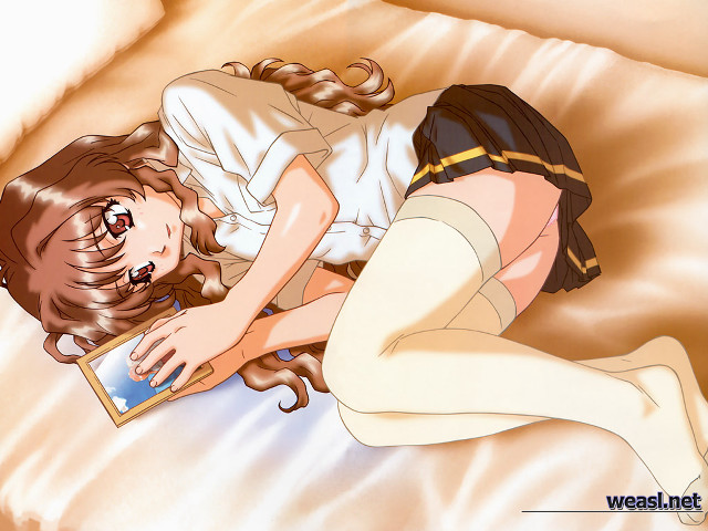 Woman mirror reading pleated skirt free wallpaper - medium preview image