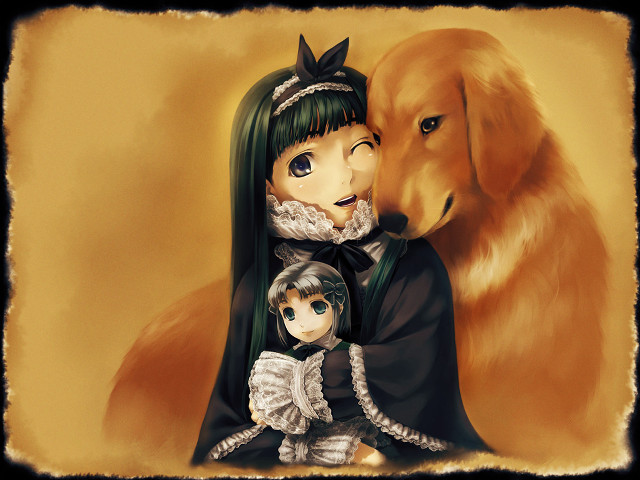 Gothic anime storybook children dogs free wallpaper - medium preview image