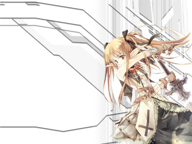 Girl sword elf bow ribbon free wallpaper - medium preview image