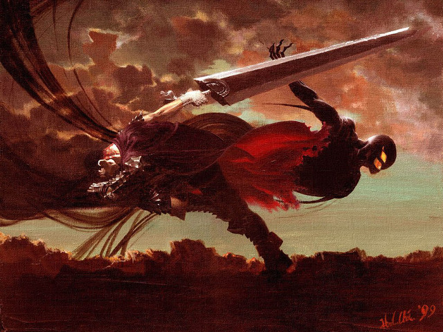Woman sword demon glowing fantasy free wallpaper - medium preview image