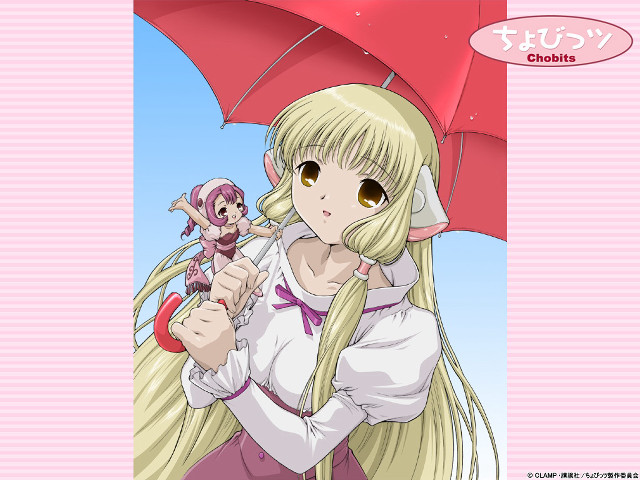 Blonde girl umbrella doll pink free wallpaper - medium preview image