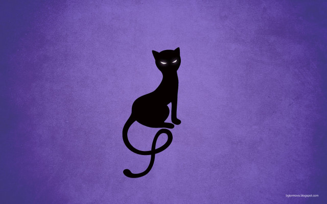 Black cat glowing eyes purple free wallpaper - medium preview image