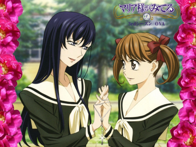 Anime girls flower portrait school free wallpaper - medium preview image