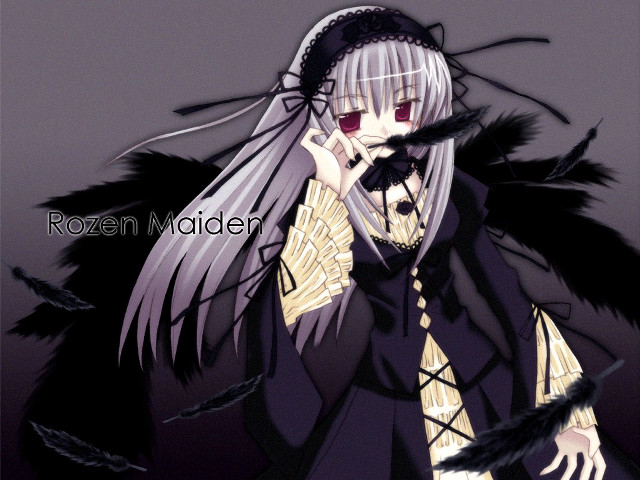 White hair black dress umbrella free wallpaper - medium preview image