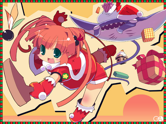 Girl red dress kite shark free wallpaper - medium preview image