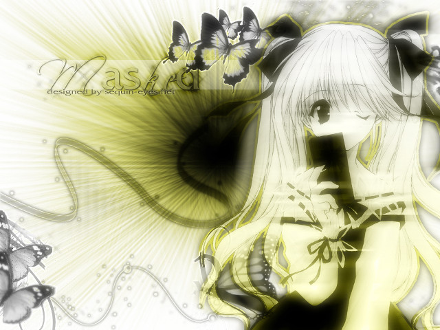 Long white hair butterfly background free wallpaper for desktop - medium preview image