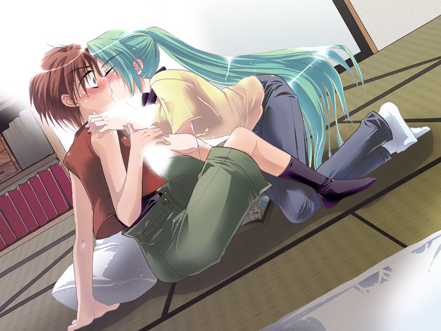Blush green hair kiss neo free wallpaper - medium preview image
