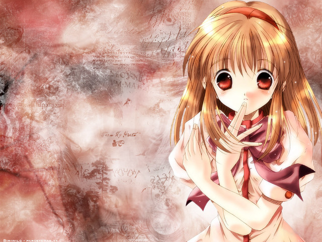 Anime girl blonde hair cherry free wallpaper - medium preview image