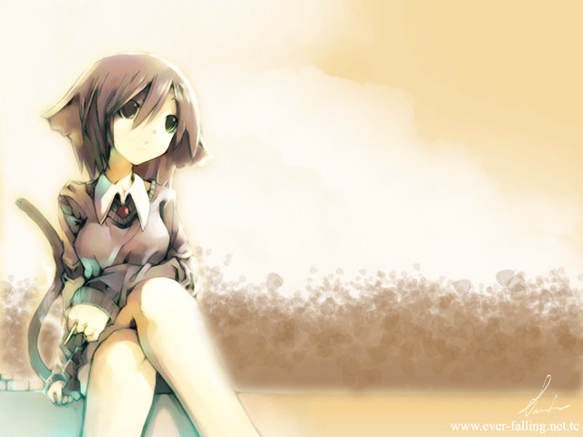 Girl ledge cat anime gothic free wallpaper - medium preview image