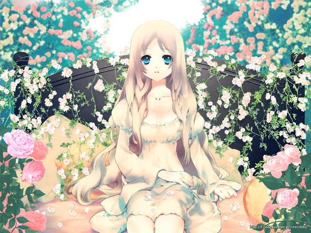 Garden gothic anime flower sitting free wallpaper - medium preview image