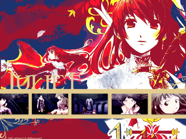Red haired girl sword butterfly free wallpaper - medium preview image