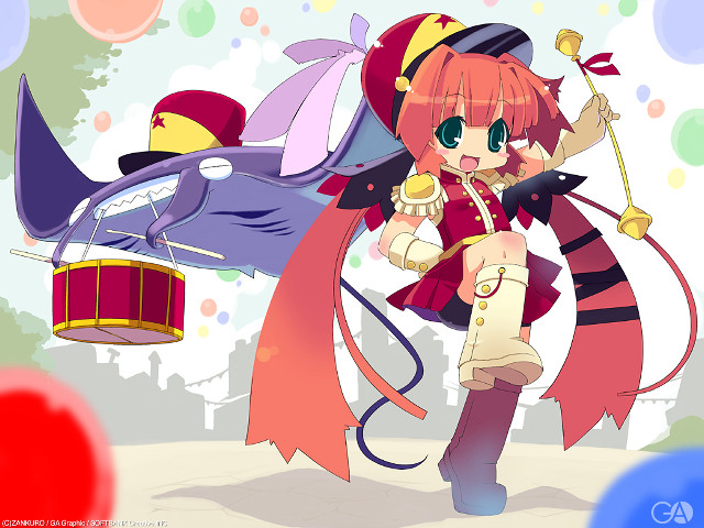 Cartoon drumming girl bird costume free wallpaper - medium preview image
