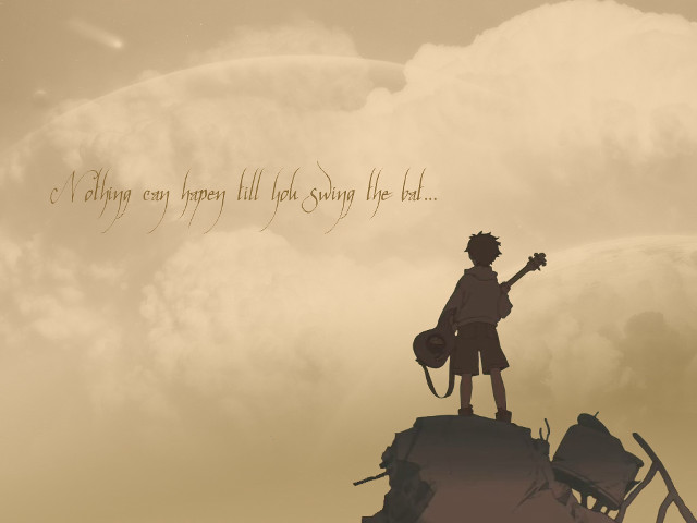 Hill guitar happy boy sky free wallpaper - medium preview image