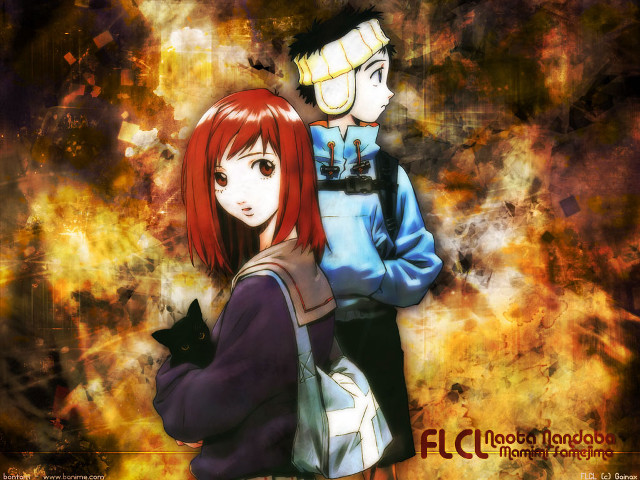 Anime couple fire cat autumn free wallpaper - medium preview image