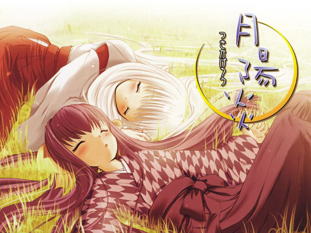 Couple grass field kimono sleeping free wallpaper - medium preview image