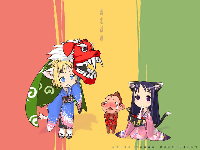 Anime couple dragon demon ukiyoe free wallpaper - medium preview image