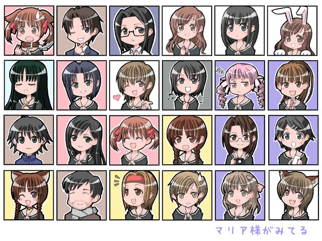 Anime characters mosaic various expressions free wallpaper - medium preview image