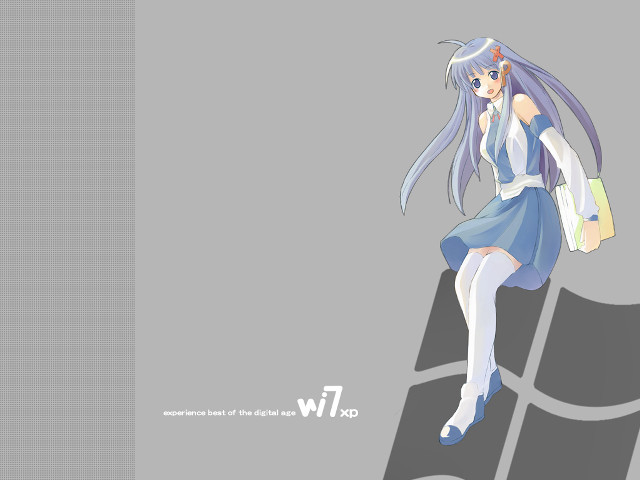 Girl blue dress sitting wall free wallpaper - medium preview image
