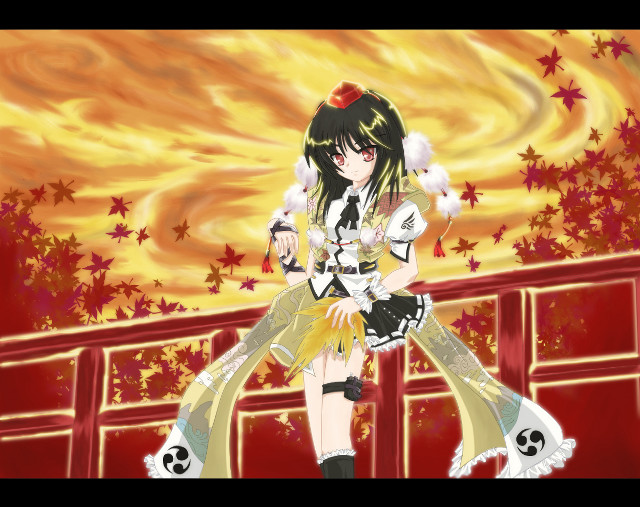Anime girl skull red background free wallpaper - medium preview image