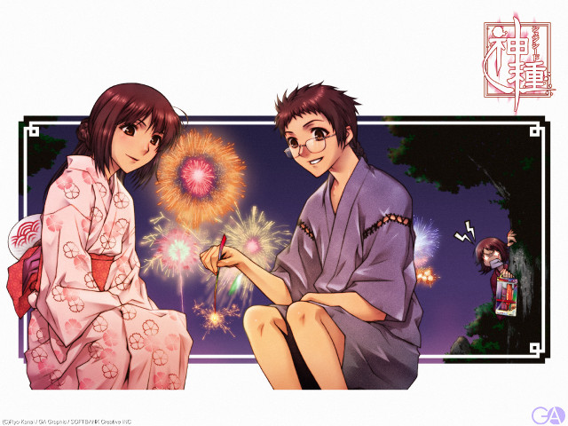 Fireworks night outdoor kimono girls free wallpaper - medium preview image
