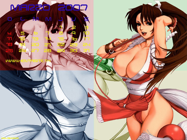 Anime calendar shiranui mai red free wallpaper - medium preview image