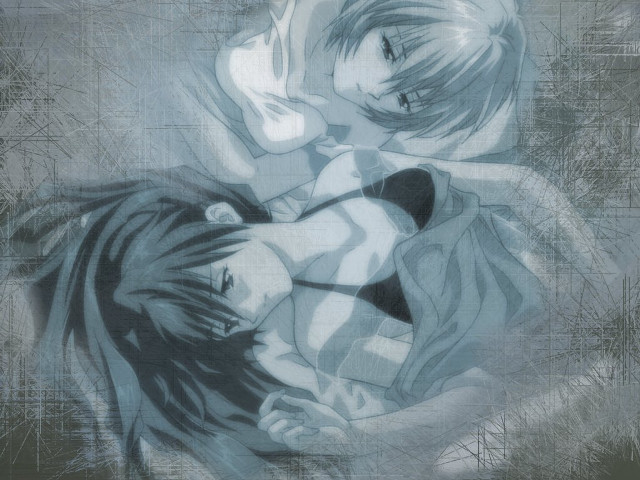 Anime couple bed room grungy free wallpaper - medium preview image