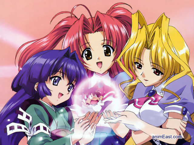 Three anime girls crystal ball free wallpaper - medium preview image