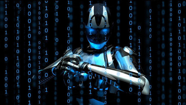 Robot holding sci fidget digital free wallpaper - medium preview image