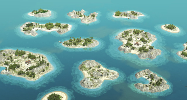 Islands trees plane flying water free wallpaper - medium preview image