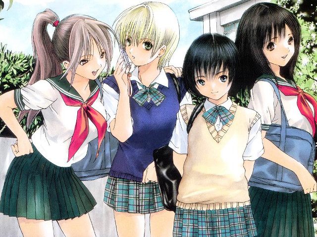 Group girls school uniforms hands free wallpaper - medium preview image